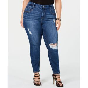 Ysj Plus Size Distressed Skinny Zip Ankle Jeans